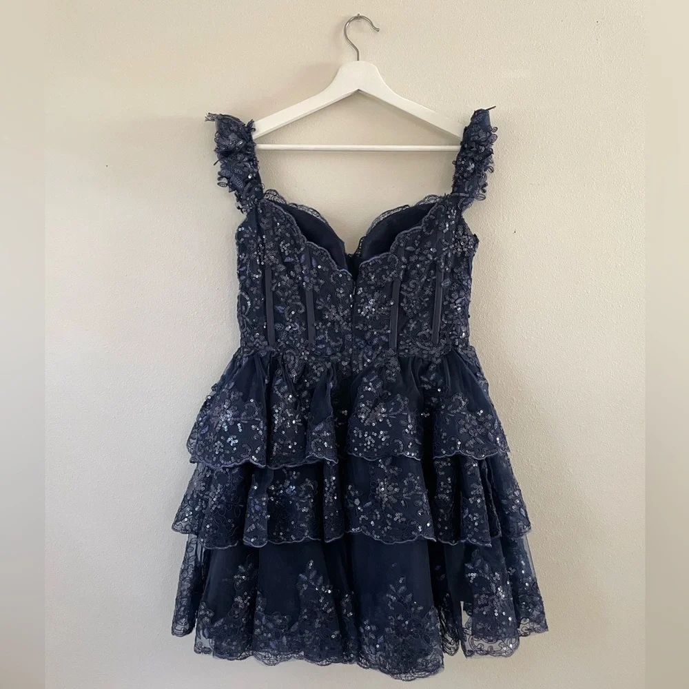 Kiss Prom/Hoco Dress in Navy Blue, Size 12 - Picture 2 of 9